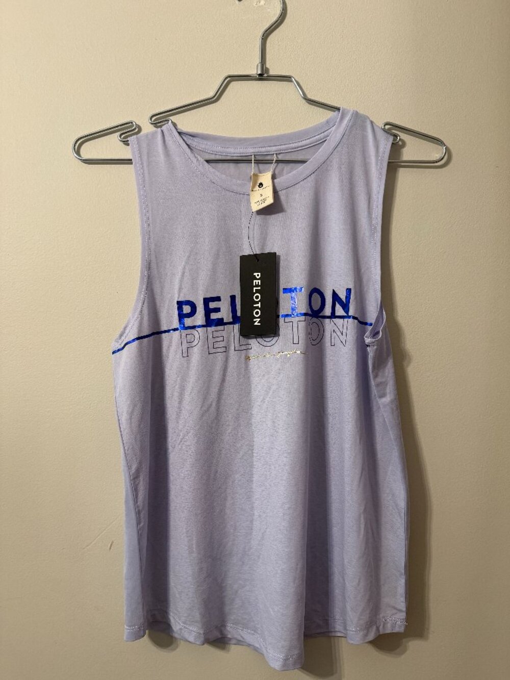 Peloton Active Muscle Tank Small Lavender Blue Logo NWT